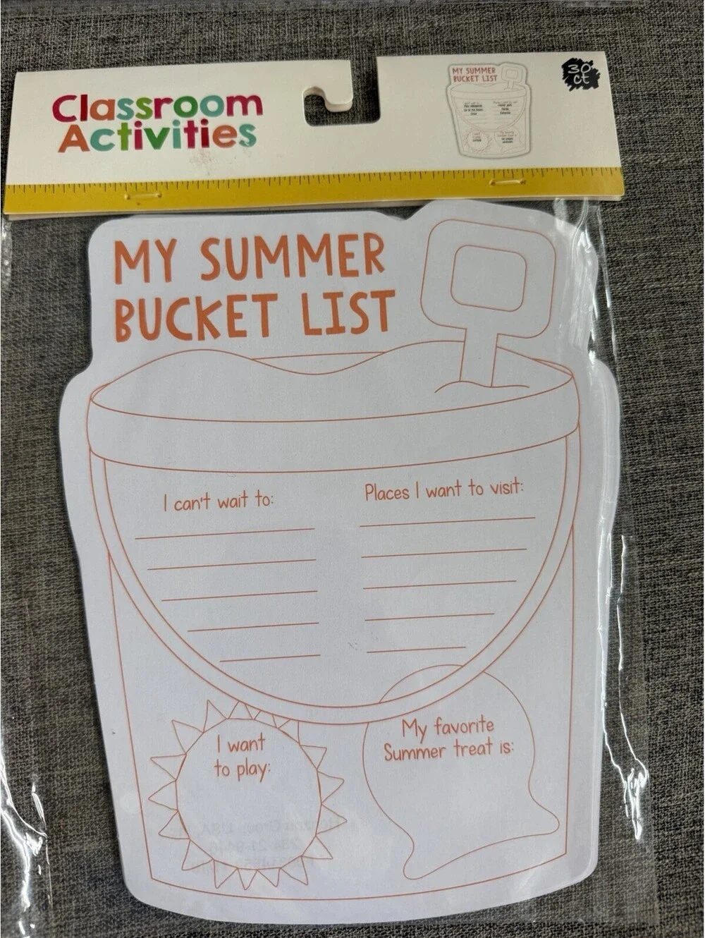 Writing Classroom Activities Lot Of 4 Packs Weather, Plants, Summer 30 Per Pack